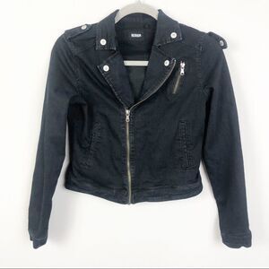 HUDSON | Dark Wash Denim Crop Moto Jacket Medium